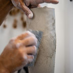 Ashraf Hanna at work in his studio 2019